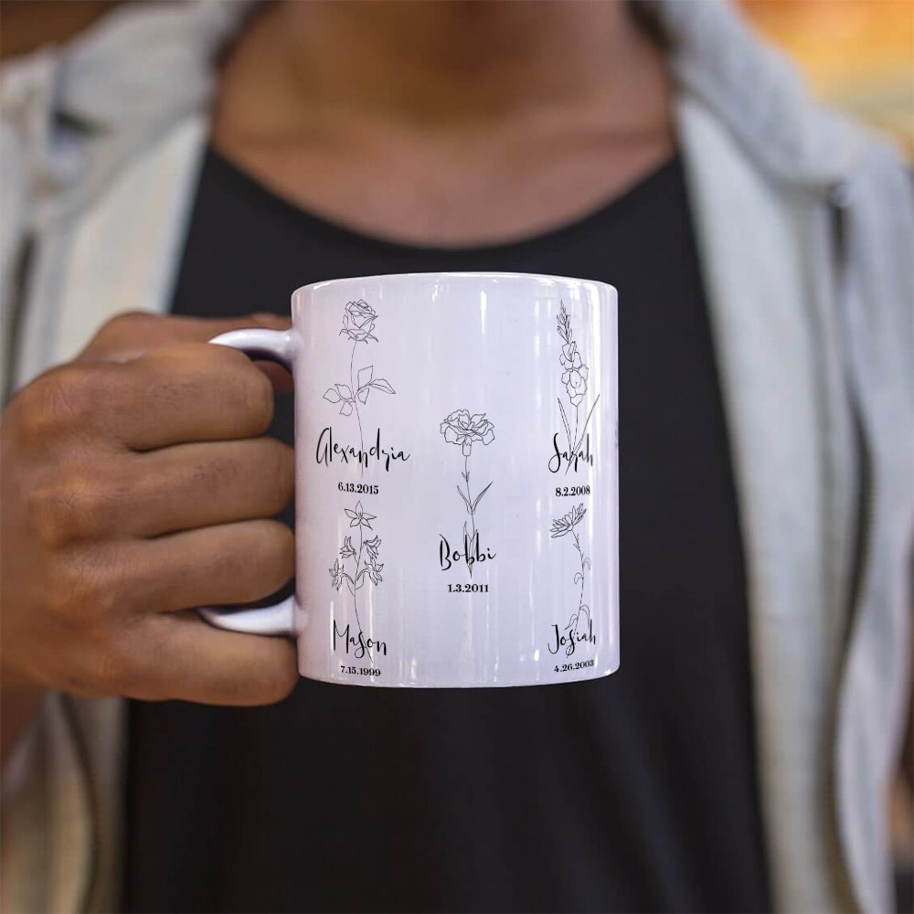 Family Collection (Birth Month Flower Garden - Personalized) White Ceramic Mug